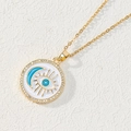Collana Evil Eye dorata con smalto bianco, mezzaluna blu e zirconi scintillanti - Stile Mezzaluna Blu Smalto Bianco (W)