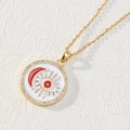 Collana malocchio dorata con luna crescente rossa e smalto bianco su catena sottile - Stile Mezzaluna Rossa Smalto Bianco (X)