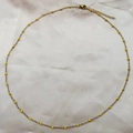 Retro stainless steel necklace in gold with small yellow enamel beads for women - Yellow