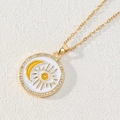 Collana dorata con ciondolo occhio del male in smalto bianco e motivo a luna gialla - Smalto Bianco Mezzaluna Gialla (Stile 1)