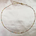 Bohemian gold stainless steel necklace featuring colorful enamel beads and lobster clasp - Colorful
