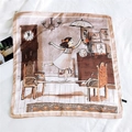 Hand-painted vintage girl square silk scarf with warm coffee and beige color tones - 1 Ballerina Girl
