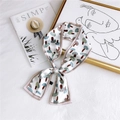 Slim silk scarf with vintage mushroom floral prints and elegant pink stitched edges - Mushroom Grey