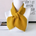 Bright yellow knitted cross-buckle scarf for women featuring soft warm ribbed texture - Yellow