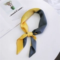 Elegant silk square scarf featuring a contrasting yellow and dark grey split design - Yellow & Gray Frame / 70cm