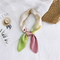 Foulard en soie élégant avec dégradé vert jaune et rose noué pour un style chic - 70cm / Dégradé Vert Rose