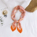 Elegant gradient orange paisley silk scarf for women on minimalist linen background - 70cm / Paisley Wave Orange