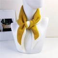 Knitted yellow neck scarf with white stripe details for winter and autumn - Yellow