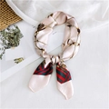 Champagne pink silk scarf with gold chains and red-green stripes in elegant knot - Metal Chain Pink (Gucci Style) / 70cm