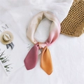 Elegant gradient silk square scarf with pink, orange, and cream tones and silk luster - 70cm / Gradient Pink Yellow