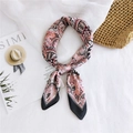 Elegant paisley square silk scarf with pink and black gradient pattern for women - 70cm / Paisley Wave Black