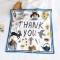 53cm square silk scarf featuring 'THANK YOU' illustration and blue striped border - 53cm / Thank You (12)