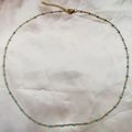 Minimalist gold stainless steel necklace with turquoise enamel beads and lobster clasp - Green