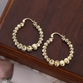 Unregelmäßige goldene Creolen mit spiralig strukturierten Perlen und Vintage-Metallfinish - Goldene Spiral-Perlen Große Hoop (10)