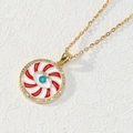 Collana dorata con ciondolo occhio del diavolo blu e spirale in smalto colorato - Stile a spirale rosso e bianco (Stile 3)