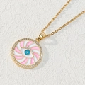 Collana Evil Eye dorata con spirale in smalto rosa e zirconi su catena sottile - Motivo a Spirale Rosa e Bianco (Stile 4)