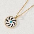 Collana dorata con ciondolo malocchio, zircone blu e dettagli in smalto - Stile Radiazione Nero Bianco (款式5)