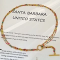Multi-layer 18K gold stainless steel necklace with colorful enamel beads and OT toggle clasp - Enamel Necklace