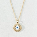 Collana malocchio dorata con zirconi colorati e ciondolo in smalto bianco elegante - Strass a Forma di Scudo Bianco (Stile 16)