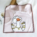 Champagne gold silk square scarf with funny cartoon duck print and graphic text - 53cm / Amazing Duck (27)