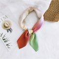 Elegant silk-textured gradient square scarf in beige pink orange and green tones - 70cm / Gradient Orange Green