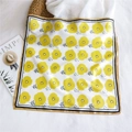 Silk square scarf with yellow floral print and elegant satin finish for women - 53cm / Yellow Flowers (19)
