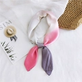 Pink and purple gradient silk scarf for women styled as a decorative neckerchief - 70cm / Gradient Rose Gray