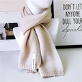 Beige ribbed knit scarf with FEIDE label, thick winter warm muffler for men and women - Crystal Labeled Off-White
