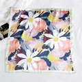 Elegant 53cm silk square scarf with yellow daisy print and light green border accents - 16 Gardenia Green Border