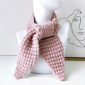 Pink knit waffle scarf for women, thick corn grain textured winter warm accessory - 105cmx11cm / Pink