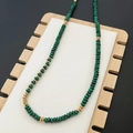 Handmade necklace with malachite green beads and golden discs in a vintage style - Malachite Abacus Beads