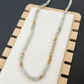 Handmade necklace with light blue natural gemstone beads and gold spacers in vintage style - Natural Amazonite Abacus Beads