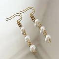 Eleganti orecchini in acciaio inossidabile dorato 18k con catene di perle bianche - Cluster Multi-perla (Stile 2)