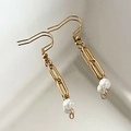 Orecchini a catena paperclip placcati in oro 18k con eleganti perle bianche da donna - Catena a Graffetta con Perla Singola (Stile 1)