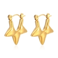 Polished 18K gold titanium steel star earrings with minimalist geometric design - Gold