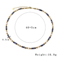 Natural multicolored stone beaded necklace with gold spacers and 40+5cm length - Blue White Multicolor (Crackle Natural Stone Style)