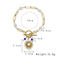 18K gold plated titanium bracelet with pearls, blue beads and sun heart pendant - Hollow Heart Bracelet