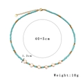Handmade sky blue beaded necklace with freshwater pearls and gold lobster clasp - Necklace / Lake Blue/Gold