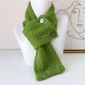 Écharpe en tricot vert herbe avec boutons et motif torsadé épais pour l'hiver - Vert