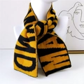 Knit winter scarf with bold yellow and black contrast and letter jacquard pattern - Yellow Black