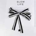 Elegante foulard in seta a righe bianche e nere per capelli o borse con nodo a fiocco - Striscia Bianco e Nero