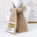 Bufanda de punto beige elegante con parche GOOD LUCK y textura de rayas gruesas - Beige