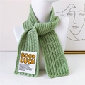 Grass green chunky knit scarf with GOOD LUCK letter patch and inspirational text - Green
