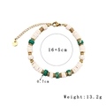 Bohemian beaded bracelet with green natural stone, white shell beads and 18k gold accents - Shell Pearl Bracelet