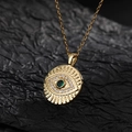 Collar de Ojo Turco dorado con circonita verde y acentos de cristales blancos - Green Stone Radiant Relief Evil Eye (Z1)