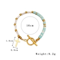 Bamboo style shell beaded bracelet with gold cross pendant and OT buckle closure - Shell Cross Toggle Clasp Bracelet