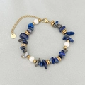 Bohemian stainless steel bracelet with blue lapis lazuli stones and pearls - Dark Blue Lapis Pearl Style(YM-SL159-2)