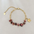 Bohemian gold chain bracelet with purple natural stones and starfish charm - Pink Purple Stone Starfish Style(YM-SL159-3)