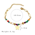 Bracciale di perline colorate con ciondolo a stella dorata e catena regolabile 16+5cm - Stella - Arcobaleno