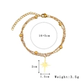 Double-layer stainless steel gold star bracelet with beads and 16+5cm adjustable chain - Gold Double Layer Eight-pointed Star Bracelet